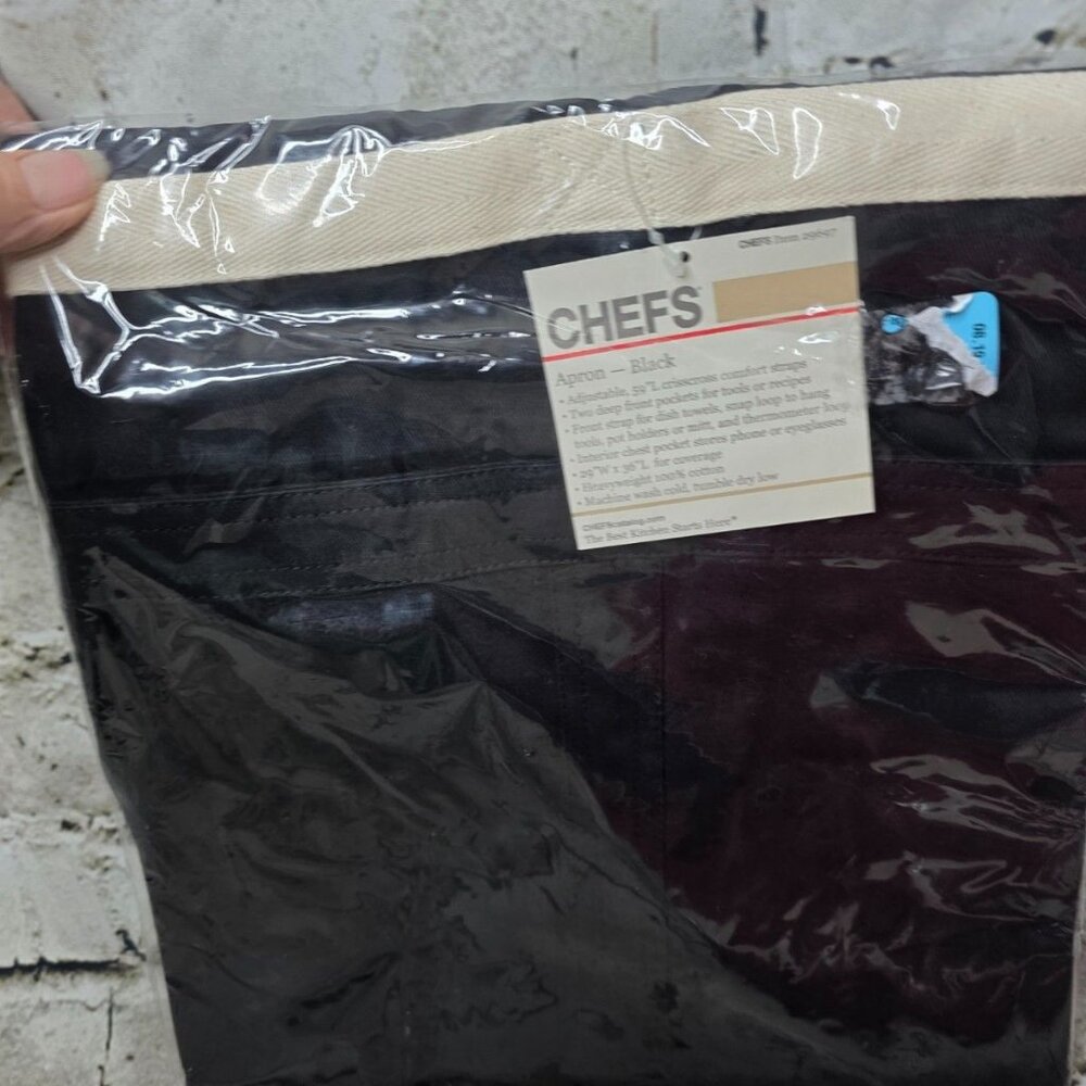 CHEFS Kitchen Apron Black 100% Cotton #29697